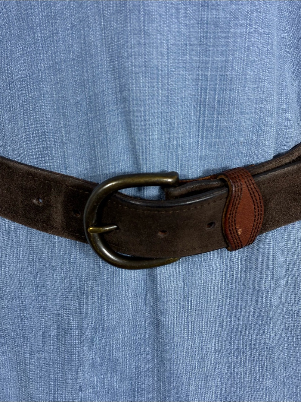 Womens belt J Crew Sz S genuine Italian leather chocolate brown suede